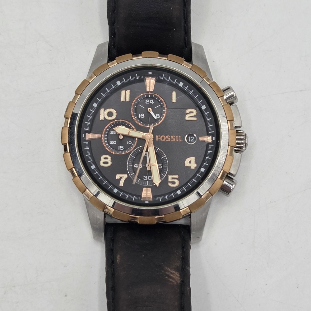 Fossil Dean FS4545 Wrist Watch for Men Chronograph Stainless Steel **READ**